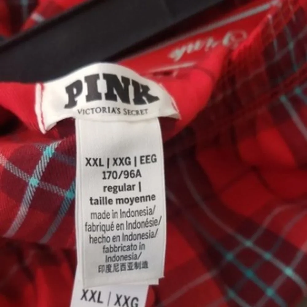 VS PINK Red/Green Plaid Flannel Sleep Pants – SZ XXL – NWT‎